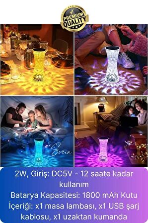 Özel Tasarım Mini 16 Renk Kristal Şarjlı Masa Lambası Led Abajur Dokunmatik Kumandalı Lambader Rgb