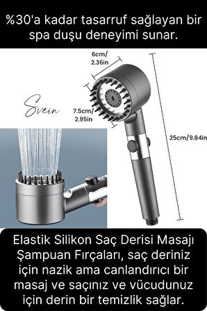 Premium Masajlı Filtreli Çok Fonksiyonlu Aç Kapa Terapi El Tepe Duş Başlığı Ayarlanabilir Handshower