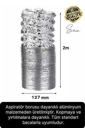 2'li Premium Yırtılmaz Kopmaz Ankastre Aspiratör Davlumbaz Havalandırma Borusu Alüminyum Folyo Bant