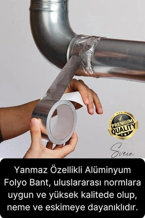 2'li Premium Yırtılmaz Kopmaz Ankastre Aspiratör Davlumbaz Havalandırma Borusu Alüminyum Folyo Bant