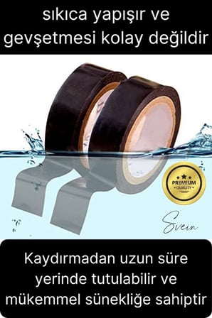 50 Ad. Premium Kalite 20 Mt Yalıtım İzole PVC Elektrik Bandı Su Geçirmez Sızdırmaz Koruma Bant Siyah