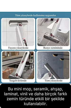 Premium Mini Kelebek Mop Portatif Temizlik Seti Pratik Cam Yüzey Silme Aparatı Taşınabilir Küçük