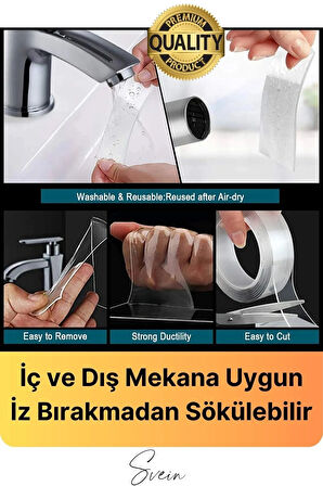 Premium Ekstra Güçlü Sızdırmaz Su Geçirmez Mutfak Lavabo Kenar Tamir Bandı Sakız Bant Çift Taraflı