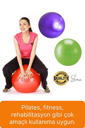 65 cm Yoga Pilates Topu ve Şişirme Pompası Hediye Denge Egzersiz Aerobik Jimnastik Reformer Spor Set