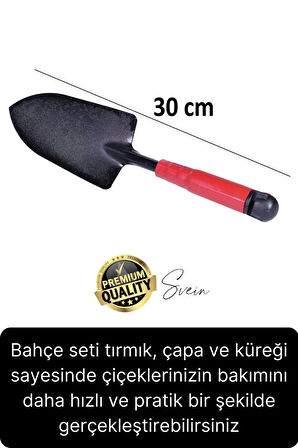 Premium 3'lü Bahçe Seti Kürek Çapa Tırmık Meyve Sebze Bitki Ekim El Aleti Bağ Tarım Aracı Ekipmanı