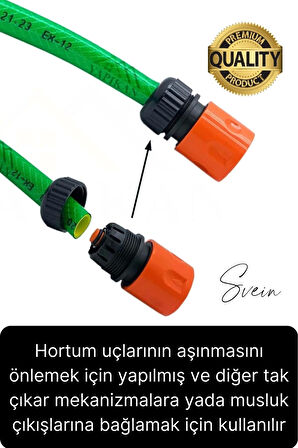 3'lü Hortum Musluk Bağlantı Seti 1/2” - 3/4” Otomatik Kopmaz Çıkmaz Kırılmaz Dayanıklı Bahçe Sulama