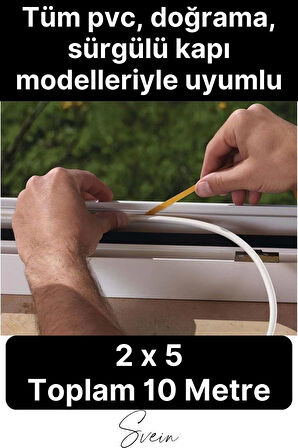 Premium Kapı Pencere Soğuk Toz Geçirmez İzolasyon Fitili Kendinden Yapışkanlı Isı Yalıtım 2x5=10 mt