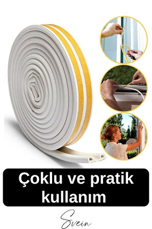 Premium Kapı Pencere Soğuk Toz Geçirmez İzolasyon Fitili Kendinden Yapışkanlı Isı Yalıtım 2x5=10 mt