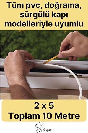 Premium Kapı Pencere Soğuk Toz Sızdırmaz İzolasyon Fitili Kendinden Yapışkanlı Isı Yalıtım 2x5=10 mt