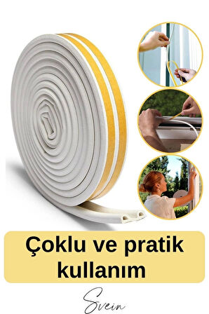 Premium Kapı Pencere Soğuk Toz Sızdırmaz İzolasyon Fitili Kendinden Yapışkanlı Isı Yalıtım 2x5=10 mt