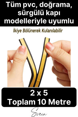 Premium Kapı Pencere Soğuk Toz Geçirmez İzolasyon Fitili Kendinden Yapışkanlı Isı Yalıtım 2x5=10 mt