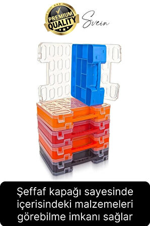 Premium Çift Taraflı Vida Çivi Balıkçı Malzeme Organizer Çanta 22 Gözlü Bölmeli Şeffaf Kilitli Kapak