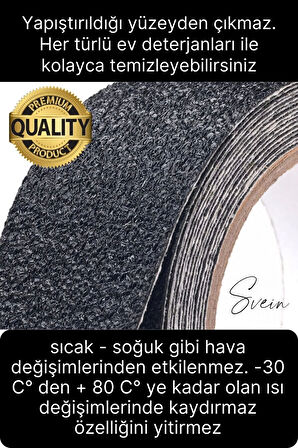 Premium 25mm x 15mt Siyah Kaydırmaz Bant Yapışkanlı Merdiven Basamak Zemin Güçlü Tutunabilen Halı