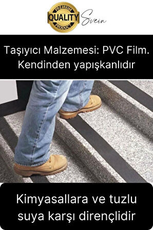 Premium 25mm x 15mt Siyah Kaydırmaz Bant Yapışkanlı Merdiven Basamak Zemin Güçlü Tutunabilen Halı