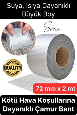 72 mm x 2 mt Su Geçirmez Sızdırmaz Çatı Boru Dayanıklı Çamur Sakız Bant Alüminyum Tamir Bandı