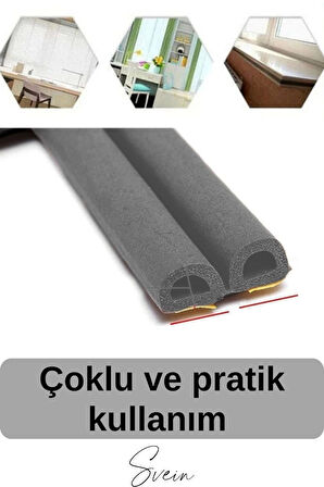 1. Sınıf Gri Kapı Pencere Soğuk Toz Geçirmez İzolasyon Fitili Yapışkanlı Isı Yalıtım 2x10=20 mt