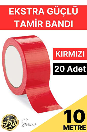 20 Adet 10 mt Kırmızı Tamir Takviye Kapatıcı Güçlü Onarım Bandı Su Geçirmez Sızdırmaz Dayanım Çatlak