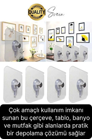 1 Adet Süper Güçlü Kendinden Yapışkanlı Tutunabilen Çok Amaçlı Çerçeve Tablo Banyo Duş Mutfak Askı