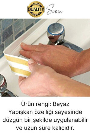 Ekstra Kalın 3.35 mt Banyo Küvet Duşakabin Mutfak Tezgah Lavabo Su Sızdırmaz Kenar Bandı Beyaz Bant