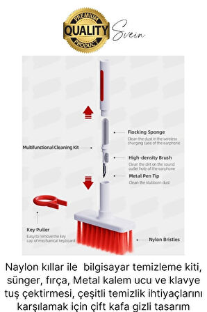 Çok Amaçlı Klavye ve Kulaklık Temizleme Seti Elektronik Cihaz Fırçalı Bilgisayar Tuş Çektirme