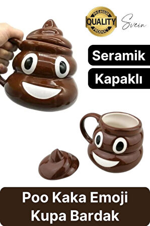 Özel Üretim Poo Kaka Emoji Kupa Bardak Esprili Eğlenceli Kapaklı Komik Karikatür Gülücük 3D Seramik