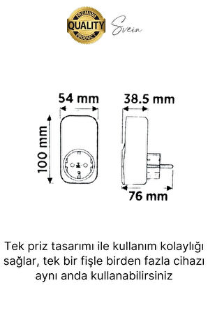 Premium Dijital Akım Korumalı Tekli Priz TV Bilgisayar Led Göstergeli Ekran Çocuk 4000 Watt Güvenli