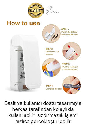 Pilli Pratik Mini Sızdırmaz Isıtmalı Poşet Ambalaj Ağzı Kapatma Makinesi Yapıştırma Taşınabilir