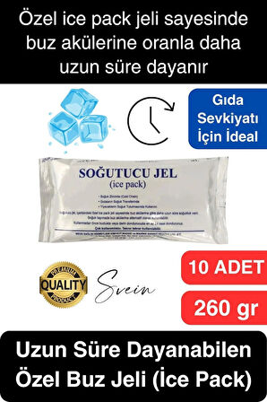 10 Adet 260 gr Soğutucu Jel Poşet Buz Aküsü Yolculuk Seyahat Yiyecek İçin Uygun Uzun Süre Dayanım