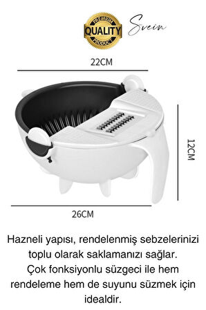 11 Parça Paslanmaz Fonksiyonel Süzgeçli Rende Hazneli Doğrayıcı Sebze Salata İçin Pratik Mutfak