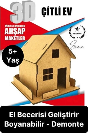 Özel Üretim 3 Boyutlu Minyatür Ham Ahşap Maket Boyanabilir Eğitici Öğretici Motor Beceri Hobi Oyun