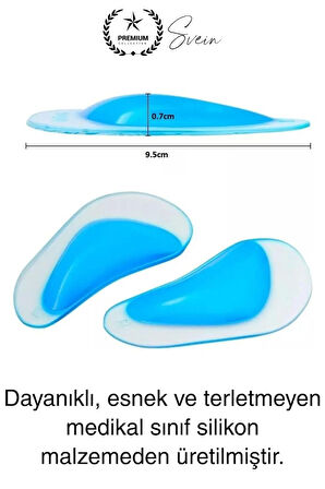 1 Çift Uzun Süreli Kullanım Ark Takviye Düz Taban İçin Boşluk İçe Basma Destekli Anatomik Silikon