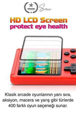 Sup 400 Taşınabilir Mini 2 in 1 GameBoy Oyun Konsolu Retro Nostaljik Atmosfer Atari Video Çocuk
