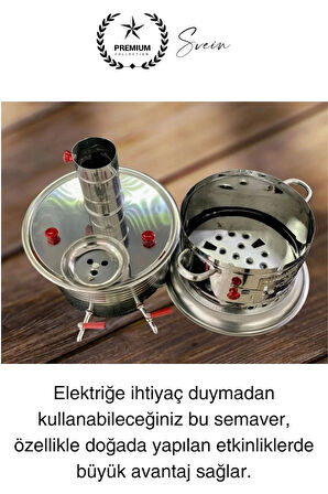 Premium Tek Musluklu 10 lt Kömürlü Kamp Piknik İçin Çok Amaçlı Odunlu Çay Semaveri Paslanmaz Çelik