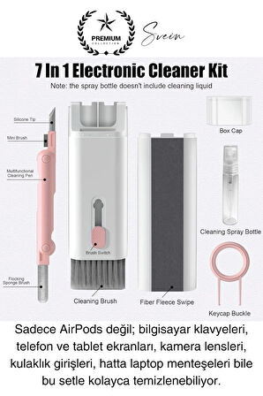 7in1 Bluetooth Kulaklık Temizleme Kalemi Klavye Telefon Tablet Elektronik Eşya Detaylı Temizlik Kiti