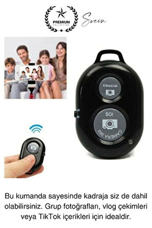 Bluetooth Kablosuz Uzaktan Kumanda İOS Android Uyumlu Selfie Fotoğraf Video Çekme Remote Shutter