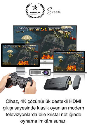 20000 Oyunlu 4K Tak Çalıştır 2.4g Uyumlu HDMI Kablosuz Çift Kol Konsol Game Stick Retro Atari