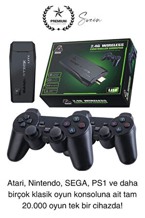 20000 Oyunlu 4K Tak Çalıştır 2.4g Uyumlu HDMI Kablosuz Çift Kol Konsol Game Stick Retro Atari