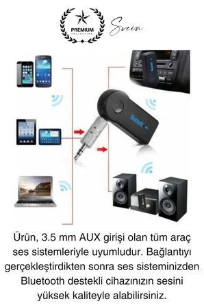 Şarjlı Blutooth Aux Araç Kiti Müzik Ses Alıcı Adaptörü 3.5mm Jak Tv Telefon Kablosuz Bağlantı