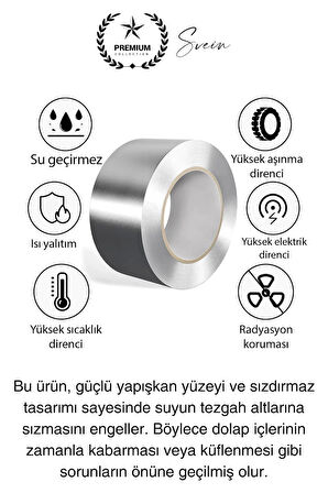 20 Mt Parlak Metalik Gri Tezgah Lavabo Kenar Bandı Sızdırmaz Isıya Dayanıklı Bant Su İzolasyon 1 Ad.