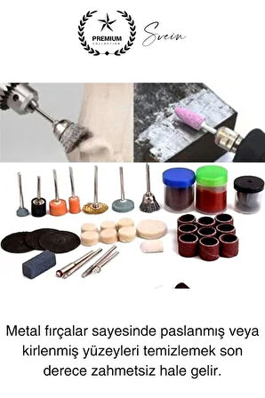 105 Parça Hobi Gravür Dremel Taşlama Ucu Mini Metal Ahşap Oyma Seti Parlatma Zımparalama Fırçalama