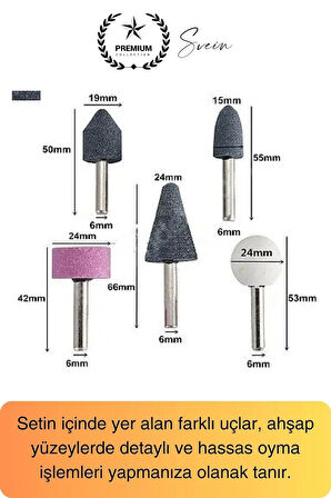 5 Parça Hobi Gravür Dremel Taşlama Ucu Mini Metal Ahşap Oyma Seti Parlatma Zımparalama Fırçalama