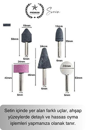 Premium 5 Parça Hobi Gravür Taşlama Ucu Mini Metal Ahşap Oyma Seti Parlatma Zımparalama Fırçalama