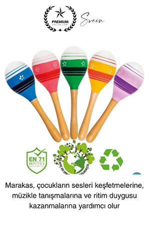 Ahşap 2'li Marakas Seti Ritmi Yakala Müzik Aleti Çocuk Bebek Sesli Çın Çın Davul Çıngırak Vurmalı
