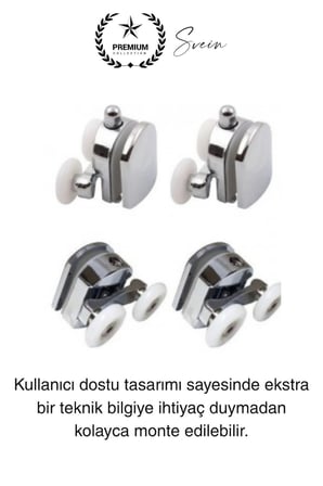 Dayanıklı Duşakabin Tekerleği Alt Üst Sürgülü Cam Kabin Krom Görünümlü Plastik Gövdeli 4'lü Set