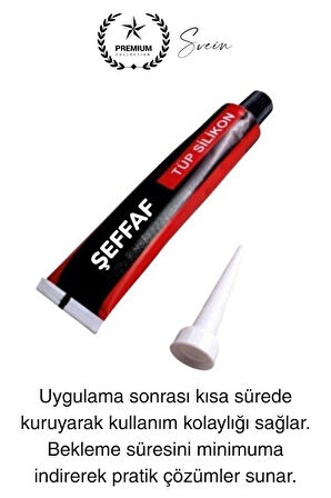 Premium 40 gr Üniversal Sızdırmaz Şeffaf Tüp Silikon Mutfak Banyo Küvet Kenarı Elastik İzolasyon