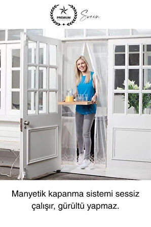 Dayanıklı Mıknatıslı Kapı Sinekliği 60x210 cm Tül Haşere Böcek Sivrisinek Geçirmez Manyetik Beyaz