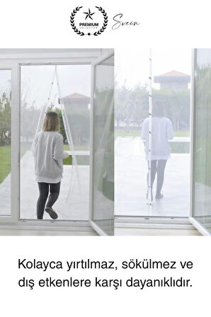 Dayanıklı Mıknatıslı Kapı Sinekliği 60x210 cm Tül Haşere Böcek Sivrisinek Geçirmez Manyetik Beyaz