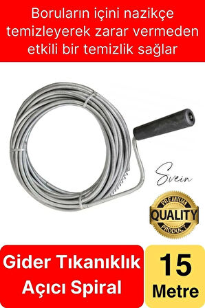 Premium 10 Metre Tıkanıklık Kanal Açma Klozet Gider Açıcı Boru Temizleme Spiral Tel Susta Manuel Uç