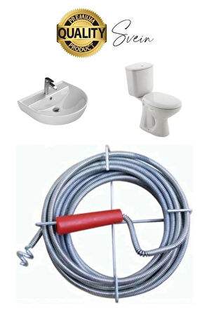 Premium 10 Metre Tıkanıklık Kanal Açma Klozet Gider Açıcı Boru Temizleme Spiral Tel Susta Manuel Uç