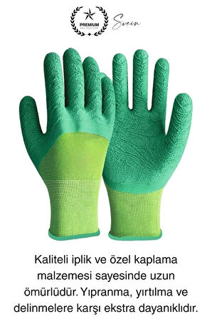 Kaymaz Dayanıklı Pütürlü Montaj İş Eldiveni Camcı Yarı Kaplama Güvenli Sağlam Lastikli Rahat Esnek